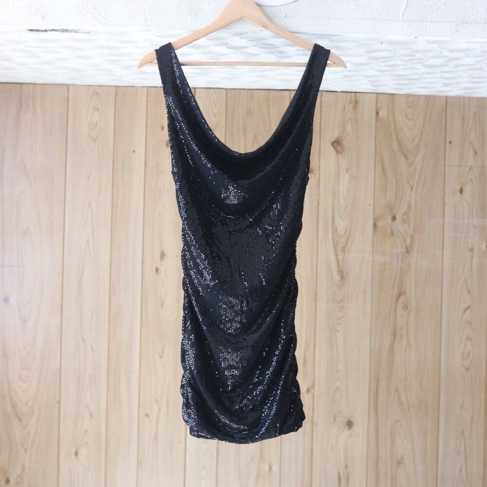 Urban Outfitters Sequin Cowl Neck Mini Dress Black Size Small Party Going Out